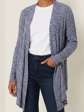 LOVESICK Blue Marled Ribbed Open Front Cardigan